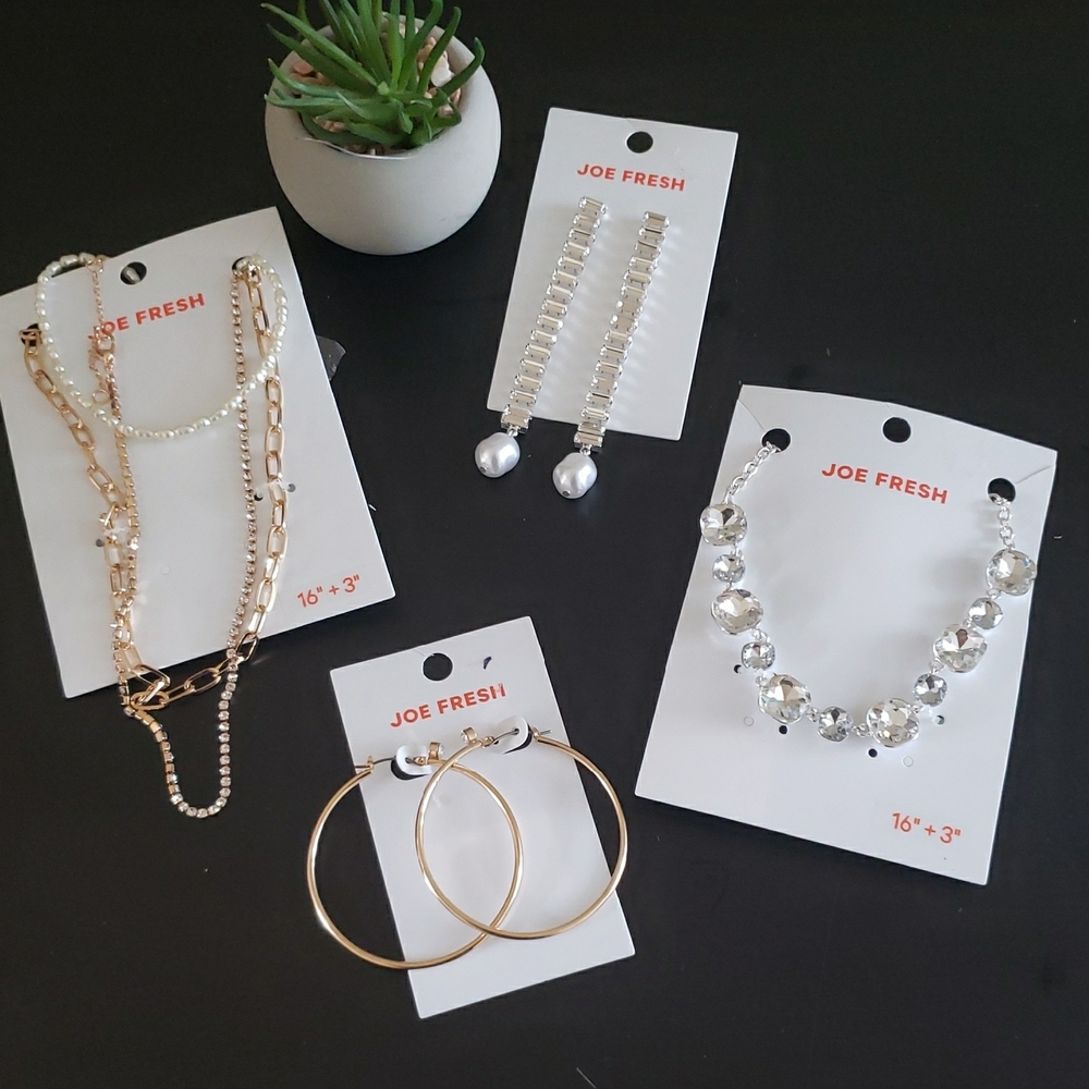 Joe Fresh NWT  Gold and Silver Necklaces & Earrings Bundle